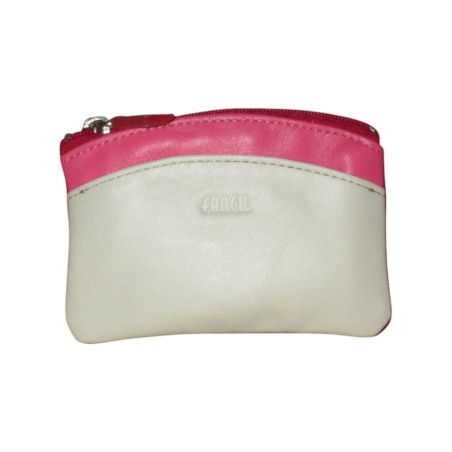 Porte monnaie - porte clés FANCIL bi-colore rose-blanc