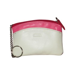 Porte monnaie - porte clés FANCIL bi-colore rose-blanc
