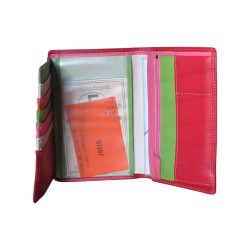Portefeuille FANCIL rouge - interieur multicolore