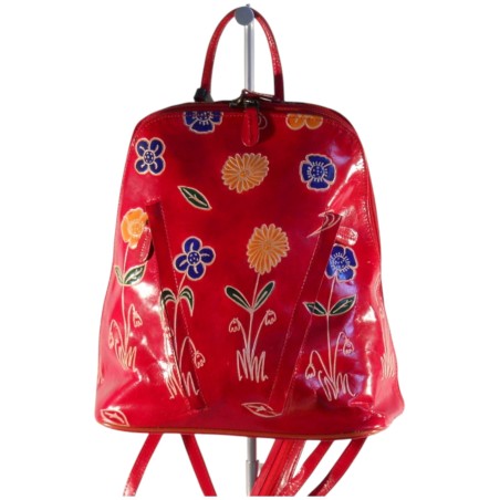 sac à dos en cuir de chèvre rouge