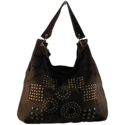sac bandoulière en croûte de cuir marron