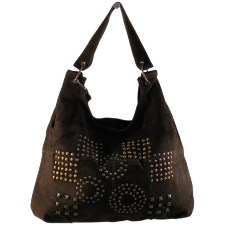 sac bandoulière en croûte de cuir marron