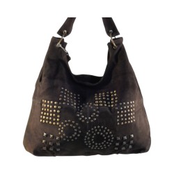sac bandoulière en croûte de cuir marron