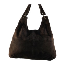 sac bandoulière en croûte de cuir marron