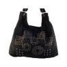 sac bandoulière en croûte de cuir noir. 2