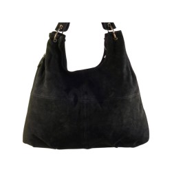 sac bandoulière en croûte de cuir noir