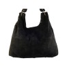 sac bandoulière en croûte de cuir noir