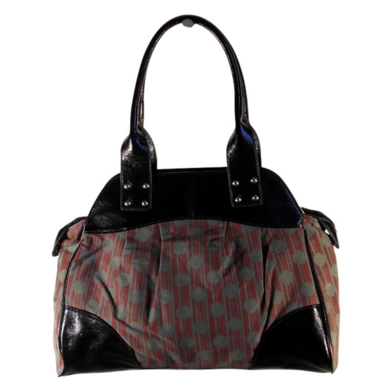 Laurence C - sac à main en toile imprimée et simili cuir. Laurence C - sac à main en toile imprimée et simili cuir.