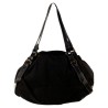 sac à main de couleur noir, en velours côtelé, Laurence C pouvant se porter court sur l'épaule