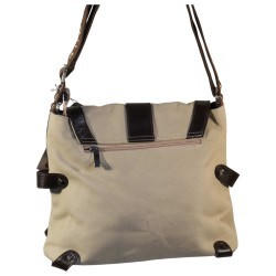 OXONE - Sac en toile beige avec garniture cuir. 3