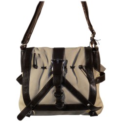 OXONE - Sac en toile beige avec garniture cuir