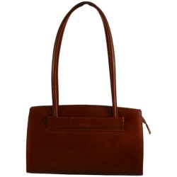 sac à main en cuir vachette fauve pouvant se porter sur l'épaule.