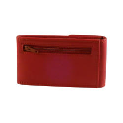 Porte clés de marque SPIRIT rouge en cuir vachette-3