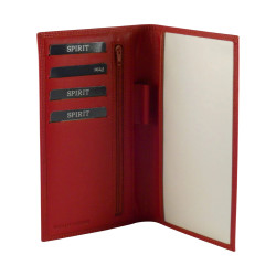 Porte chéquier de marque SPIRIT rouge en cuir vachette