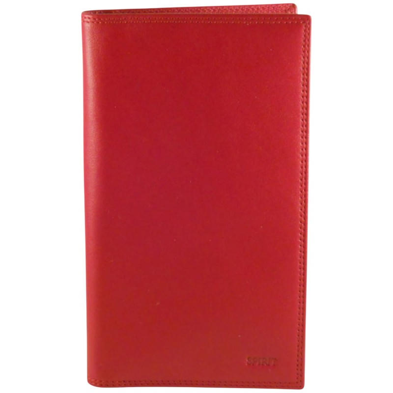 Porte chéquier de marque SPIRIT rouge en cuir vachette.1