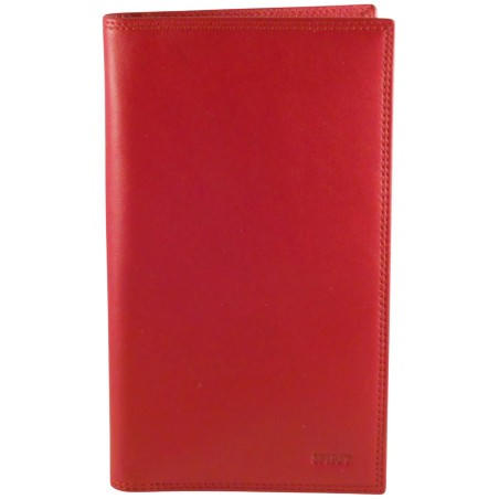 Porte-Chéquier Portefeuille en Cuir de Vachette Rouge – Élégance et Organisation