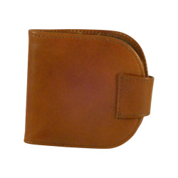 Porte monnaie cuvette de marque SPIRIT en cuir vachette collet marron
