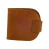 Porte monnaie cuvette de marque SPIRIT en cuir vachette collet marron