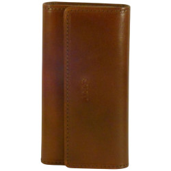 Porte clé de marque SPIRIT en cuir vachette collet marron.