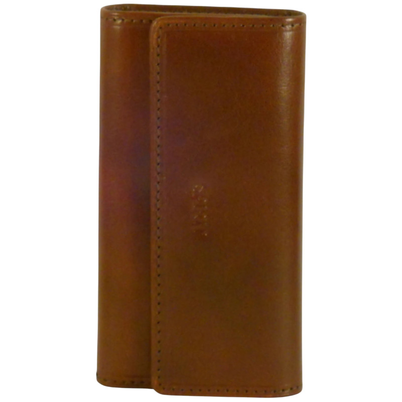 Porte clé de marque SPIRIT en cuir vachette collet marron.