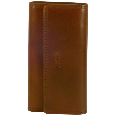 Porte clé de marque SPIRIT en cuir vachette collet marron.