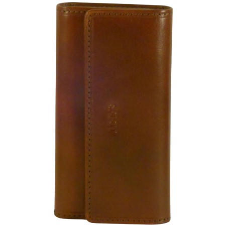 Porte clés de marque SPIRIT en cuir vachette collet marron.