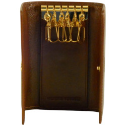 Porte clé de marque SPIRIT en cuir vachette collet marron.