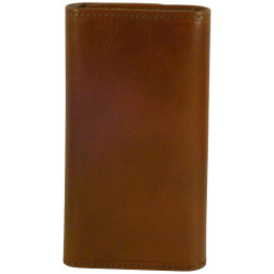 Porte clé de marque SPIRIT en cuir vachette collet marron.