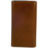 Porte clé de marque SPIRIT en cuir vachette collet marron.