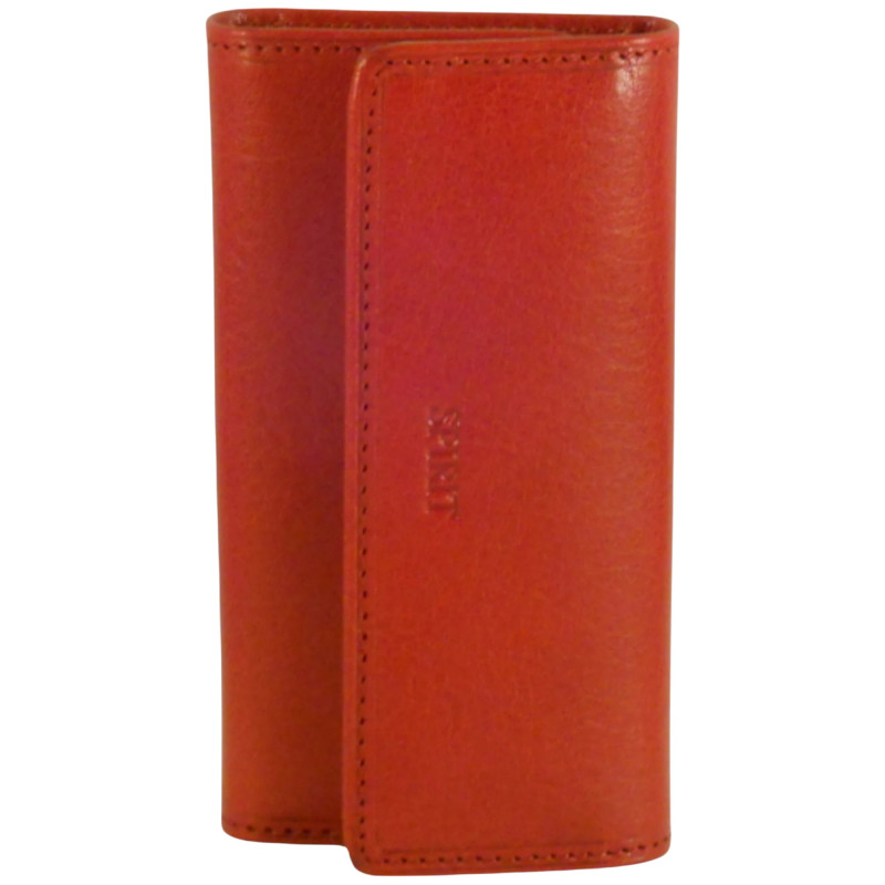 Porte clés de marque SPIRIT en cuir vachette collet rouge.