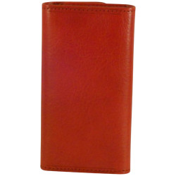 Porte clés de marque SPIRIT en cuir vachette collet rouge.