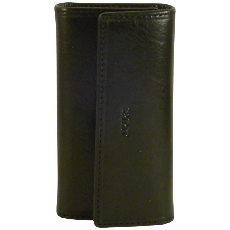 Porte clés de marque SPIRIT en cuir vachette collet noir.