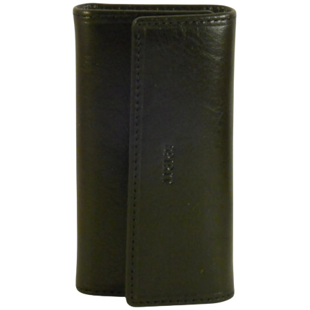 Porte clés de marque SPIRIT en cuir vachette collet noir.