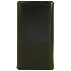 Porte clés de marque SPIRIT en cuir vachette collet noir.