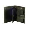 Porte monnaie porte carte noir fermé par un bouton pression.