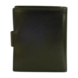 Porte monnaie porte carte noir fermé par un bouton pression.