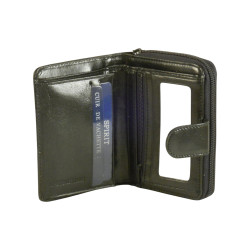 Porte monnaie et cartes de marque SPIRIT en cuir vachette collet noir.