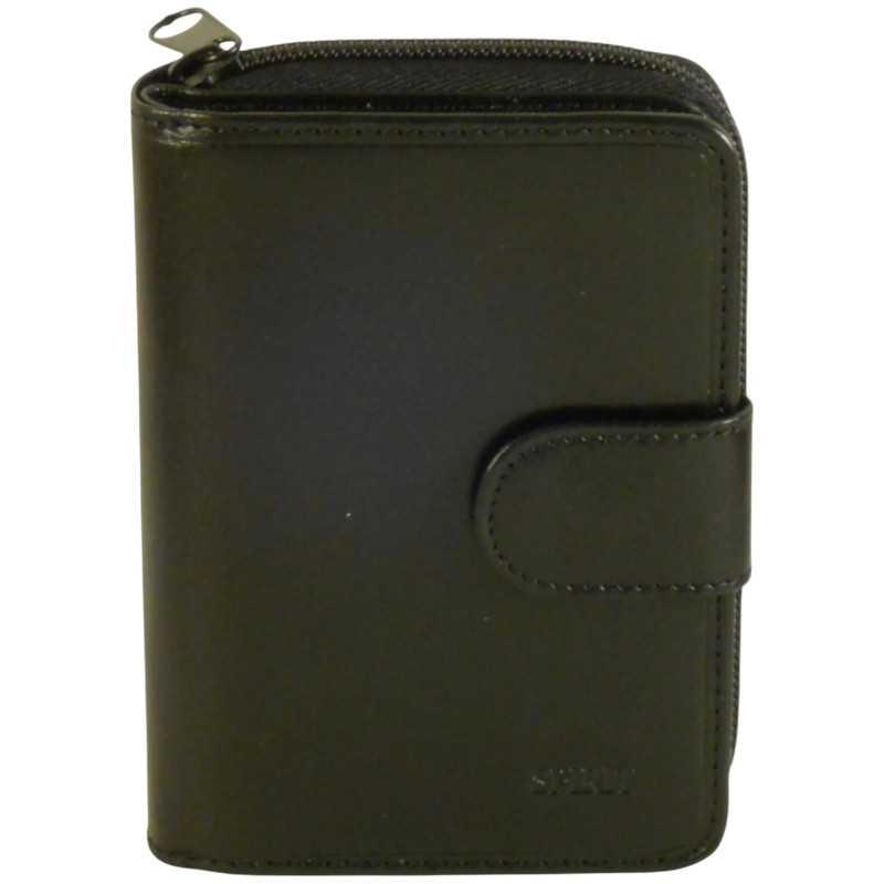 Porte monnaie et cartes de marque SPIRIT en cuir vachette collet noir.