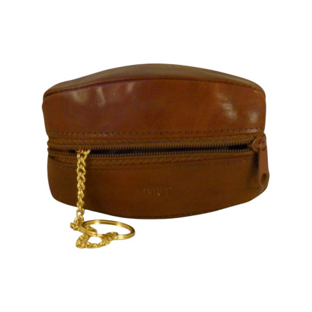 Porte monnaie porte clés de marque SPIRIT en cuir vachette collet marr