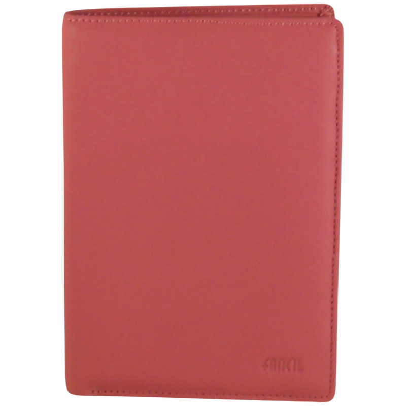 Portefeuille grand format en cuir vachette rose de marque FANCIL