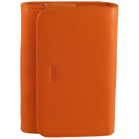 Porte monnaie de marque FANCIL en cuir vachette orange.