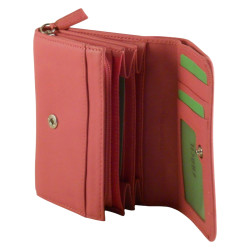Porte monnaie de marque FANCIL en cuir vachette rose.