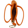Porte monnaie porte clés de marque FANCIL en cuir vachette orange.