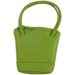 Porte monnaie porte clés de marque FANCIL en cuir vachette vert anis.-1