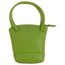Porte monnaie porte clés de marque FANCIL en cuir vachette vert anis.-3