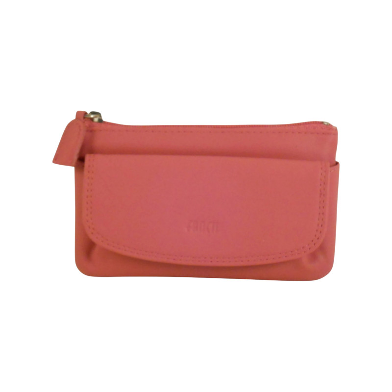 Porte-monnaie FANCIL rose - Cuir souple, 1 carte