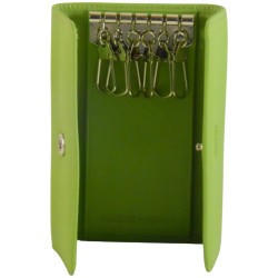 Porte clés de marque FANCIL en cuir vachette vert anis.-2