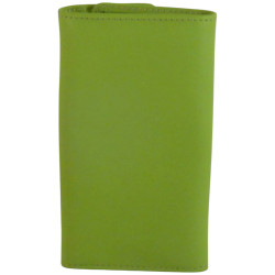 Porte clés de marque FANCIL en cuir vachette vert anis.