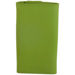 Porte clés de marque FANCIL en cuir vachette vert anis.-3