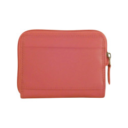 Porte monnaie - clés de marque FANCIL en cuir vachette rose.